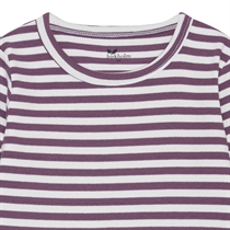 BIRKHOLM Stribet Rib Bluse Perfekt Hvid & Støvet Lilla